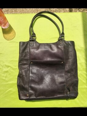 Dark Brown Leather  Computer Tote Bag